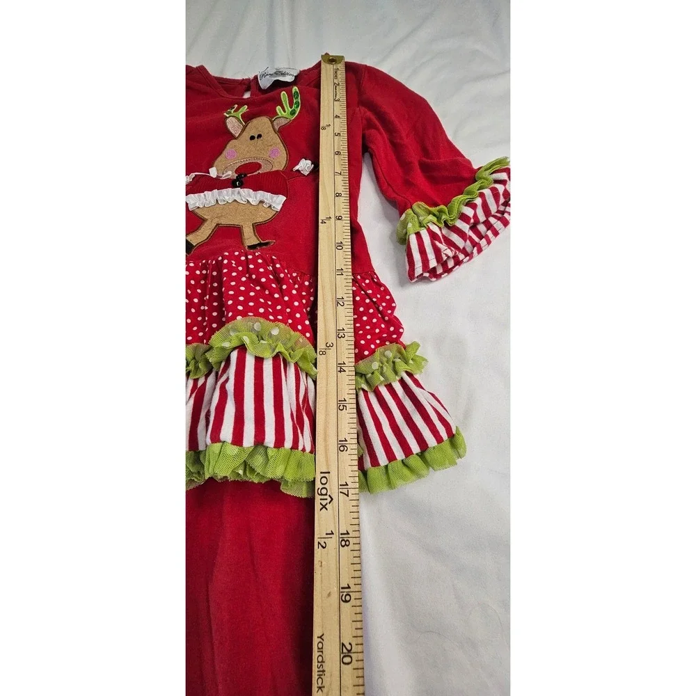 Rare Editions Girls Red Reindeer Ruffle Tunic and Leggings Christmas Set Size 4T
